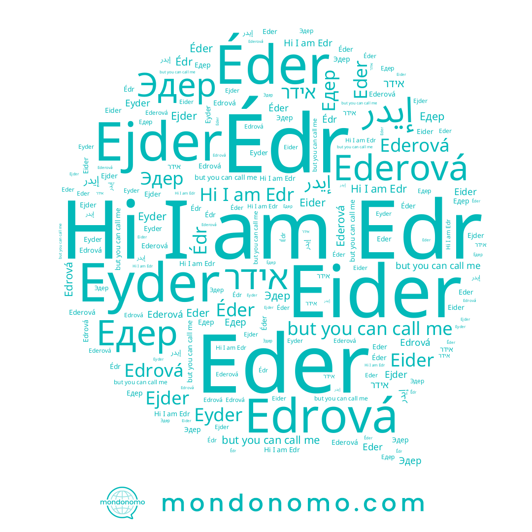 name Едер, name Эдер, name Edr, name Ederová, name إيدر, name Ejder, name Éder, name Edrová, name Eyder, name Eder, name אידר, name Eider