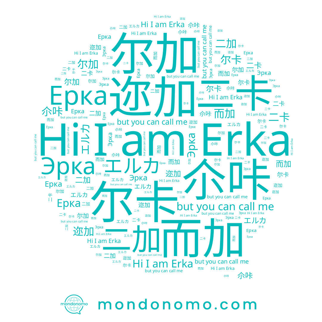 name 而加, name Эрка, name エルカ, name 二加, name Erka, name 尒咔, name 二卡, name 迩加, name 尔卡, name 尔加, name Ерка
