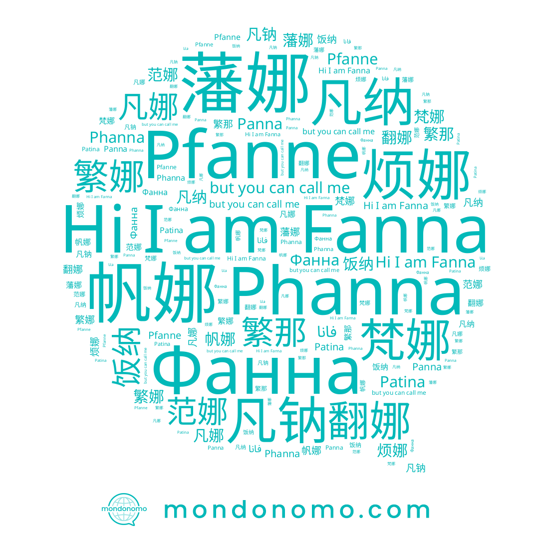 name 范娜, name 翻娜, name 烦娜, name Фанна, name 繁那, name 凡钠, name 凡娜, name Panna, name Fanna, name Pfanne, name 藩娜, name 繁娜, name 帆娜, name 饭纳, name 梵娜, name 凡纳, name Patina, name Phanna, name فانا