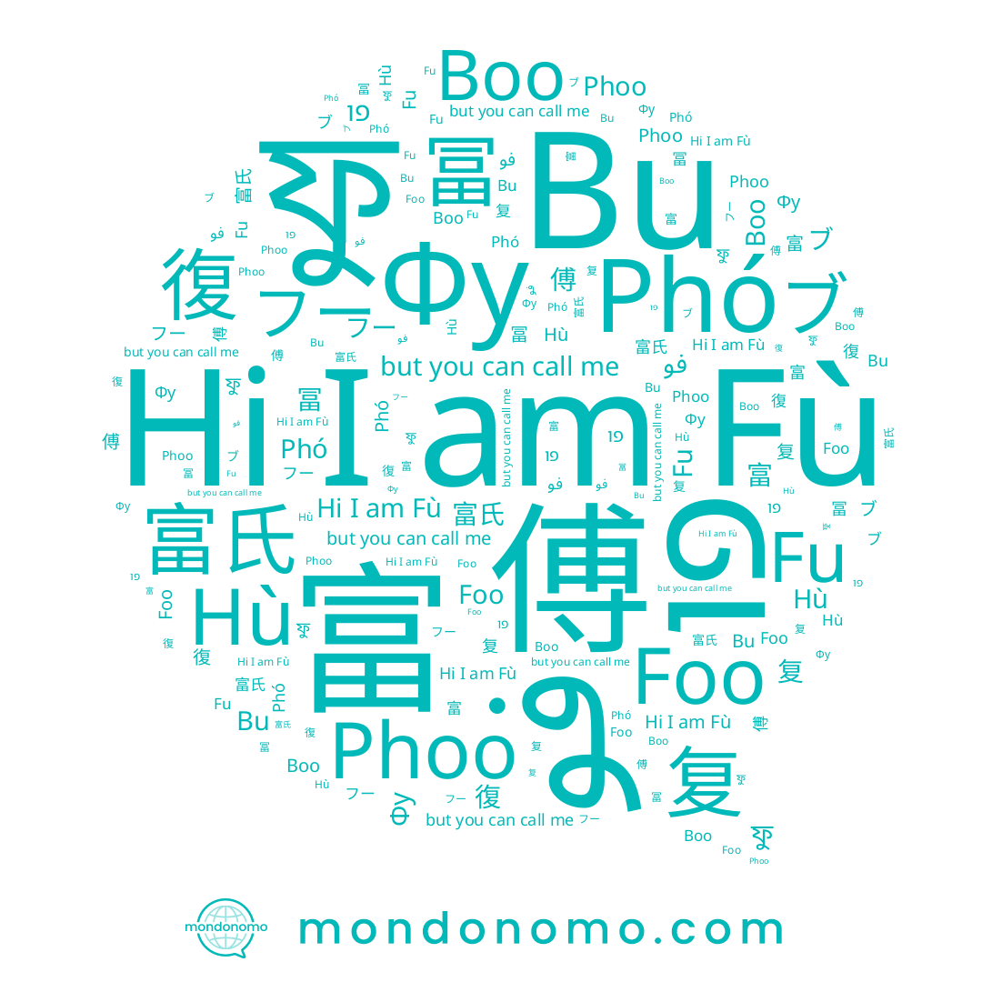 name Boo, name Фу, name 富氏, name Phoo, name Fu, name פו, name فو, name 富, name Phó, name 冨, name 复, name ফু, name 부, name Foo, name ブ, name Bu, name 傅, name フー, name Hù, name 復, name Fù