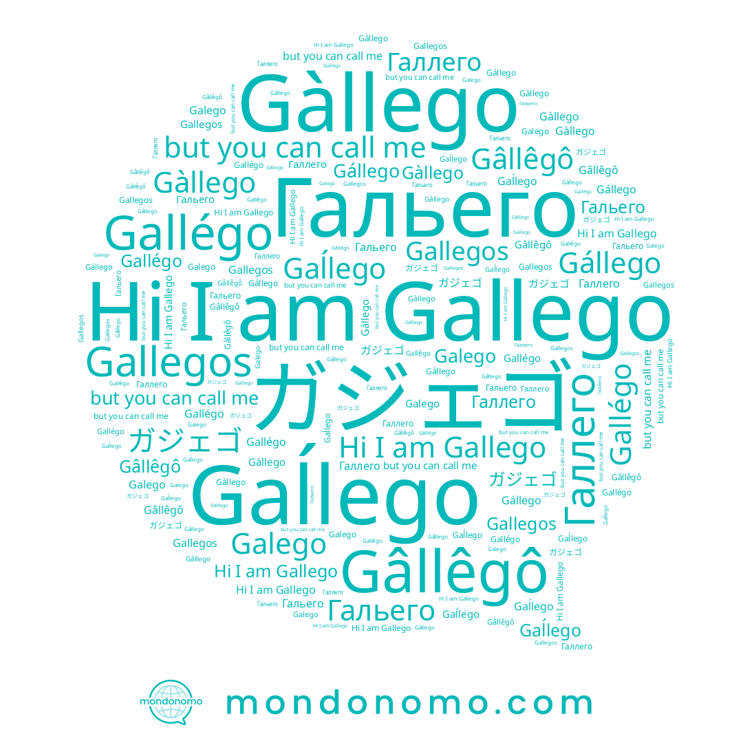 name Gallego, name Гальего, name Gaĺlego, name Gállego, name ガジェゴ, name Gallegos, name Galego, name Gàllego, name Галлего, name Gallégo, name Gâllêgô