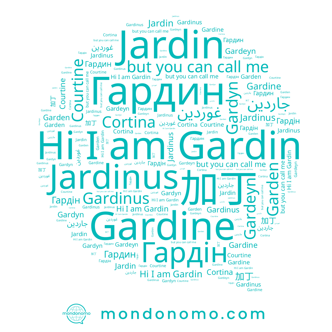 name Gardyn, name Jardinus, name Гардін, name غوردين, name Gardine, name 加丁, name Jardin, name Gardeyn, name Cortina, name Courtine, name Garden, name جاردين, name Gardinus, name Гардин, name Gardin