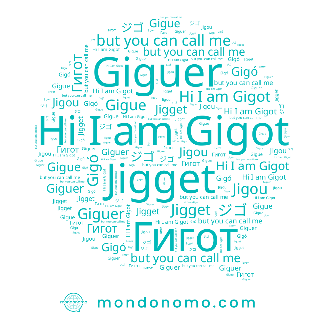 name Jigget, name Gigó, name Gigue, name Giguer, name Gigot, name Гигот