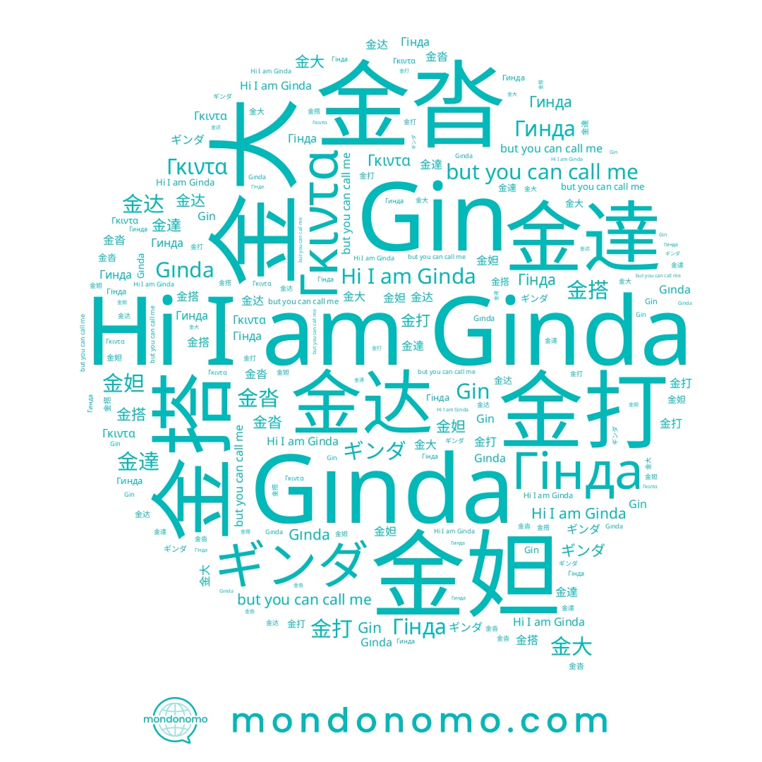 name 金搭, name Gin, name 金妲, name Ginda, name Гинда, name Gında, name Гінда, name 金達, name Γκιντα, name 金大, name 金沓, name 金打, name 金达, name ギンダ