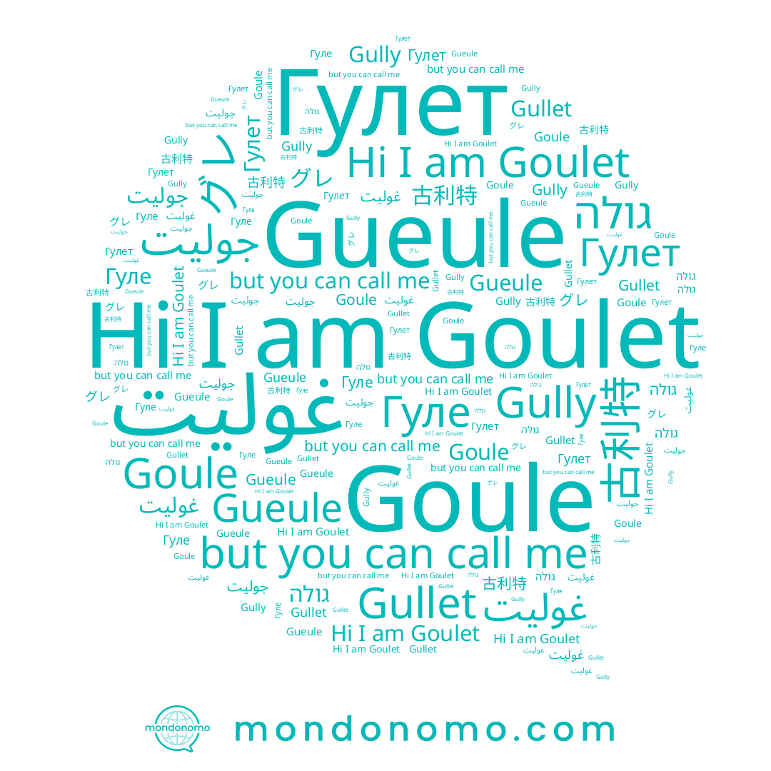 name Gullet, name Гуле, name غوليت, name 古利特, name Gully, name グレ, name Gueule, name גולה, name Goulet, name Гулет, name Goule, name جوليت