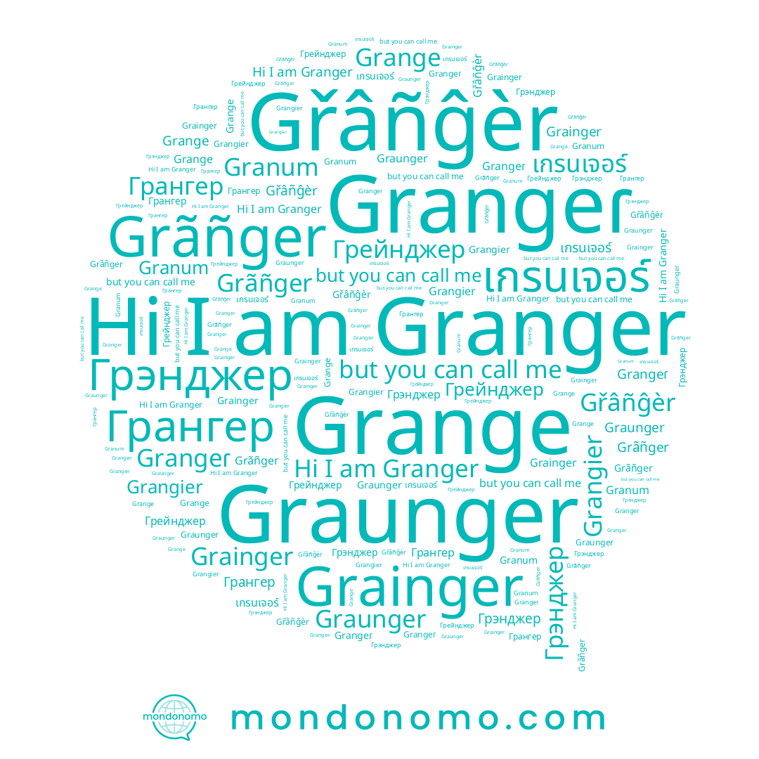name Grangeɾ, name Granger, name เกรนเจอร์, name Грейнджер, name Gřâñĝèr, name Grãñger, name Grangier, name Granum, name Grange, name Грангер, name Grainger, name Грэнджер, name Graunger
