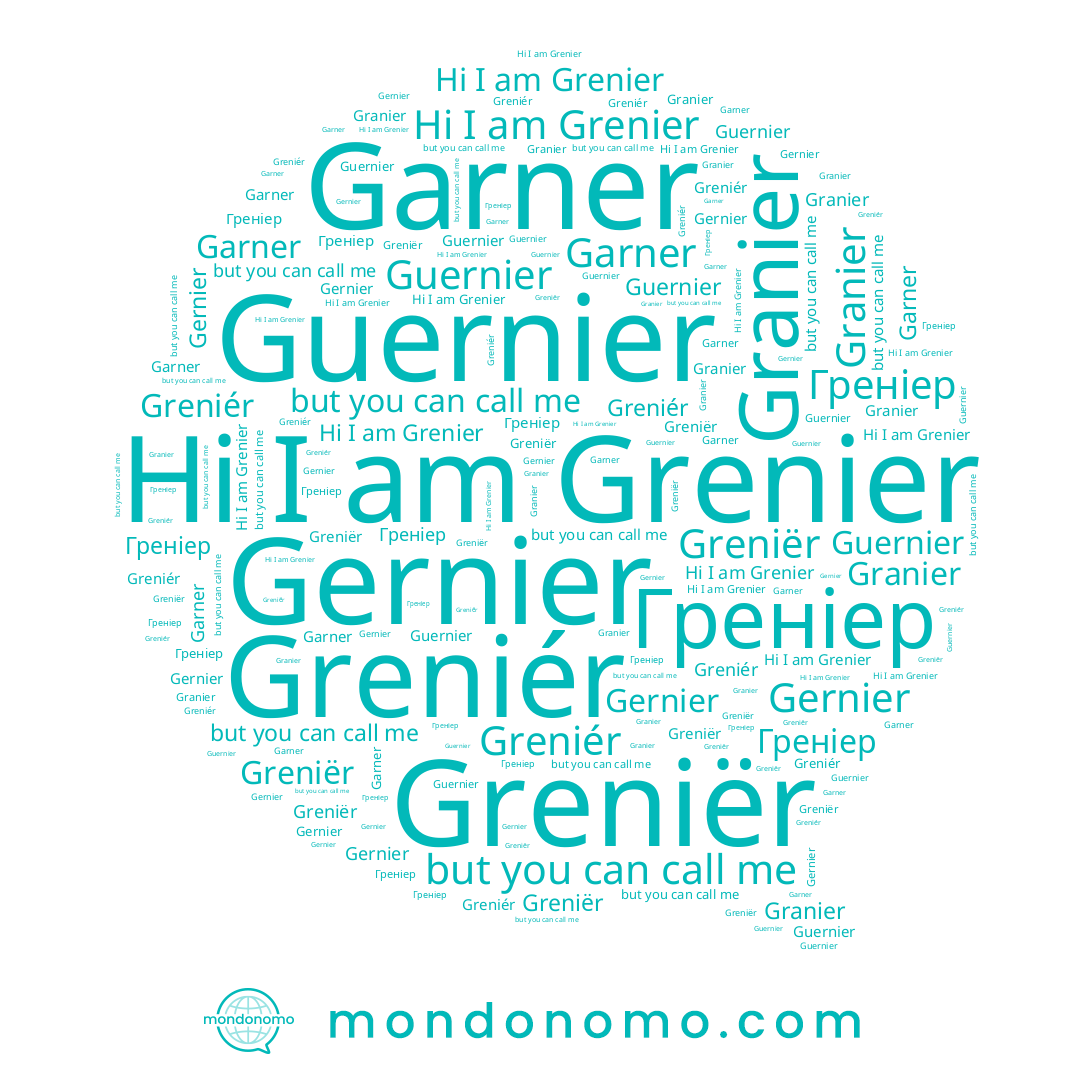 name Греніер, name Granier, name Guernier, name Greniér, name Garner, name Grenier, name Greniër, name Gernier