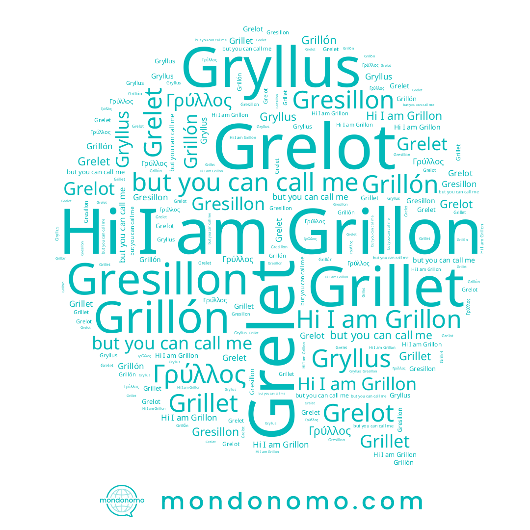 name Gryllus, name Grelot, name Grillet, name Gresillon, name Grelet, name Grillón, name Grillon