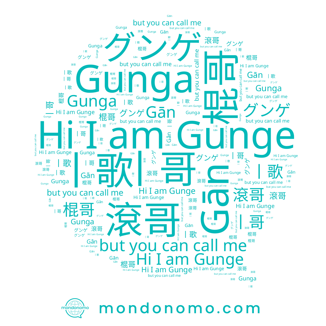 name Gunga, name 棍哥, name Gunge, name 滾哥, name Gān, name グンゲ, name 丨歌, name 丨哥