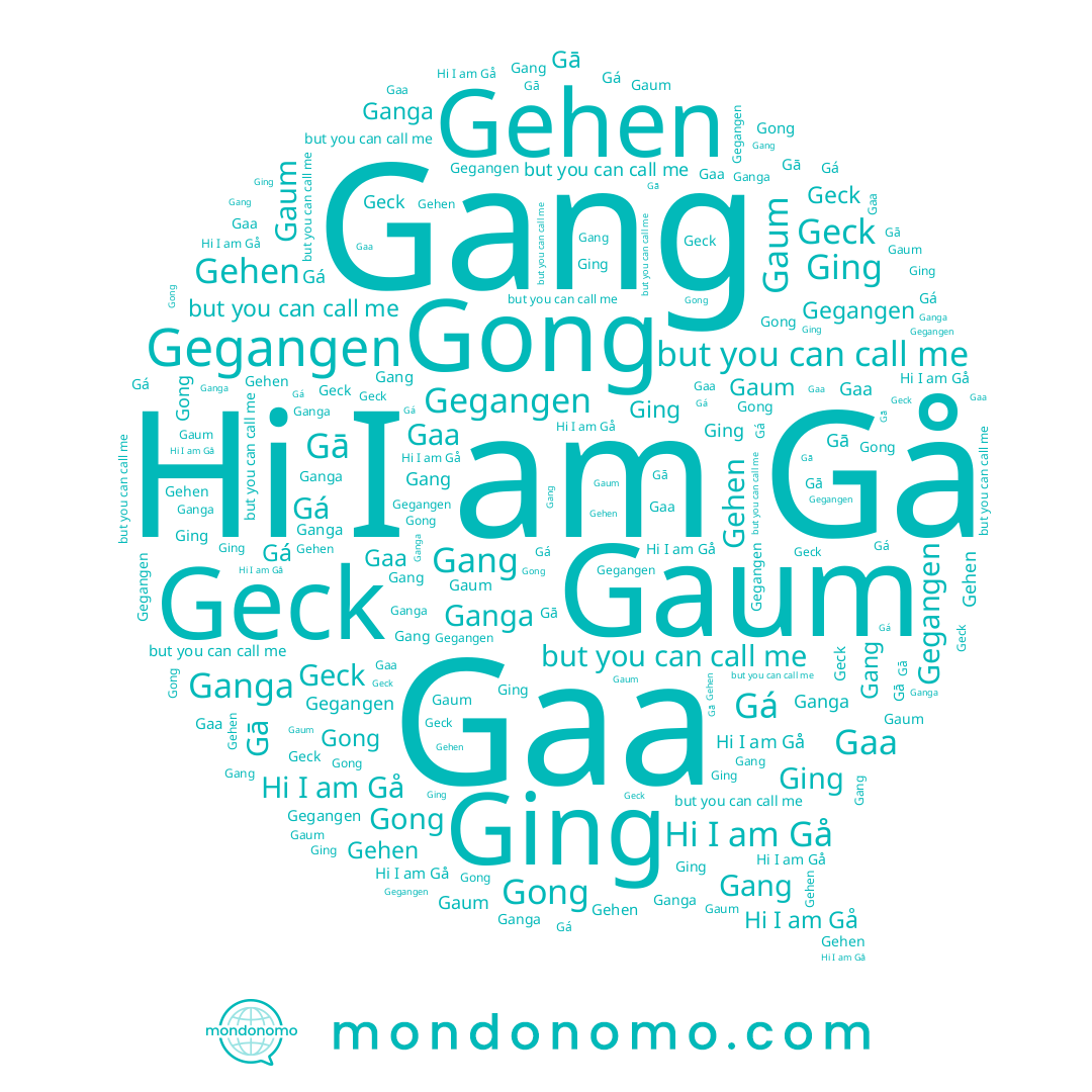 name Gaa, name Gong, name Ging, name Gá, name Ganga, name Gang, name Gaum, name Gå, name Gehen, name Gā, name Geck, name Gegangen