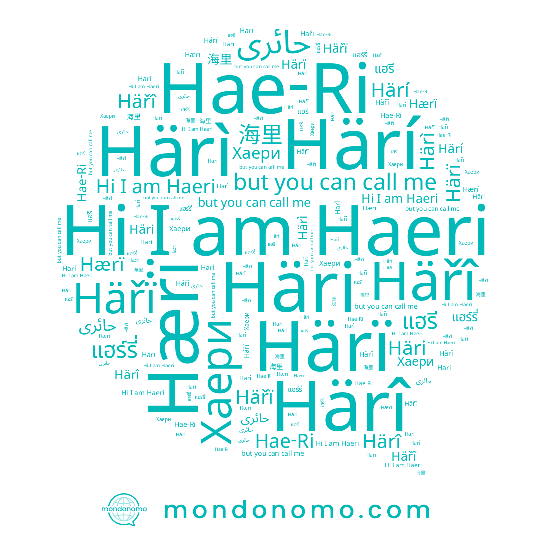 name Härì, name Härî, name Häřï, name Хаери, name แฮรี, name Hae-Ri, name حائری, name 海里, name Hærï, name Härí, name Härï, name Häřî, name 해리, name Häri, name Haeri, name แฮร์รี่, name حائري