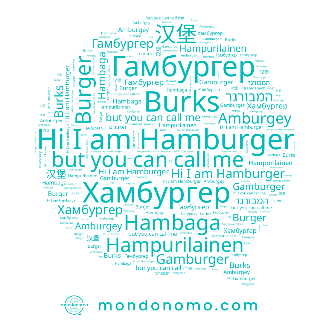 name Burger, name Burks, name Gamburger, name Amburgey, name Hampurilainen, name 汉堡, name Hamburger, name Хамбургер, name Hambaga, name Гамбургер, name המבורגר