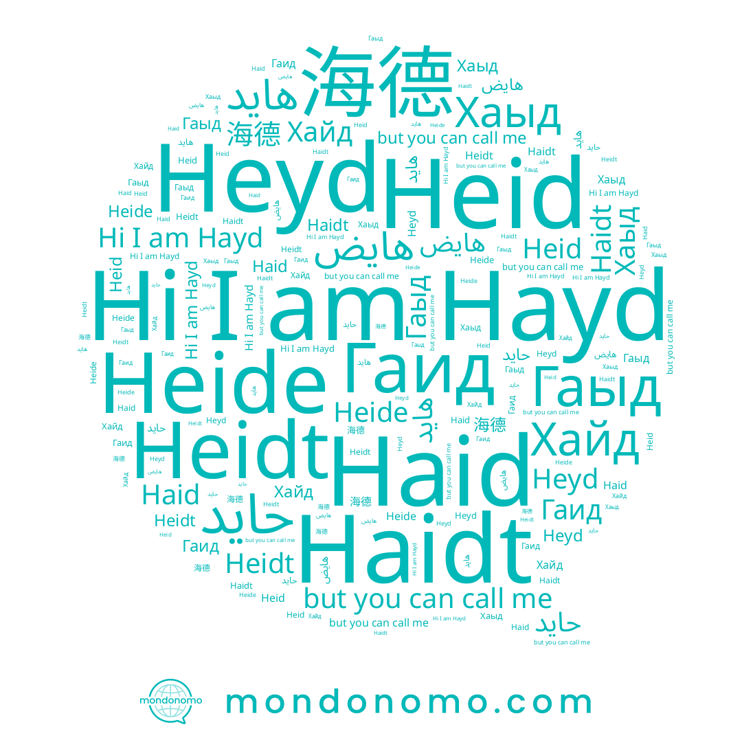 name Hayd, name Гаыд, name Haidt, name Хайд, name حايد, name Heidt, name هايض, name Heid, name هايد, name Haid, name Heide, name Хаыд, name Heyd, name Гаид, name 海德