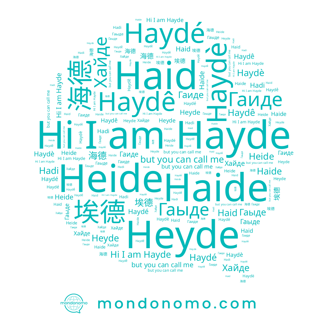 name Haydê, name Hayde, name Гаыде, name 埃德, name 海德, name Haydè, name Haydé, name Haid, name Хайде, name Heide, name Гаиде, name Hadi, name Heyde, name Haide