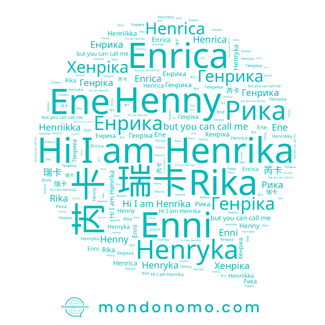 name Henryka, name Enrica, name Enni, name Енрика, name Rika, name Хенріка, name Ene, name Henriikka, name Henrika, name Henny, name Генрика, name Рика, name 瑞卡, name 芮卡, name Генріка, name Henrica