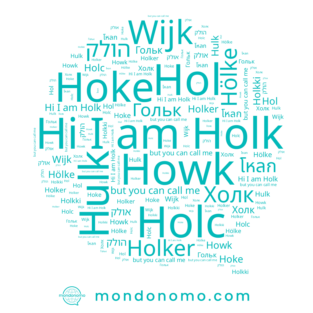 name Holk, name Hoke, name הולק, name Holkki, name Wijk, name Hulk, name Holc, name Holker, name โหลก, name Холк, name Hol, name Howk, name Гольк, name Hölke, name אולק