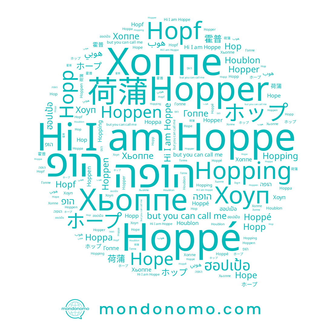 name 荷蒲, name Hopp, name Хоппе, name Hop, name ホープ, name Hopping, name Хоуп, name Hoppé, name Hopper, name Hoppen, name Hope, name هوب, name Houblon, name הופה, name ホップ, name הופ, name Hoppa, name ฮอปเป้อ, name 霍普, name Хьоппе, name Hopf, name Hoppe, name Гоппе, name هوبي