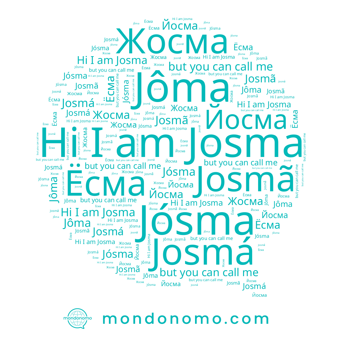 name Йосма, name Jósma, name Жосма, name Josmã, name Josmá, name Jôma, name Ёсма, name Josma