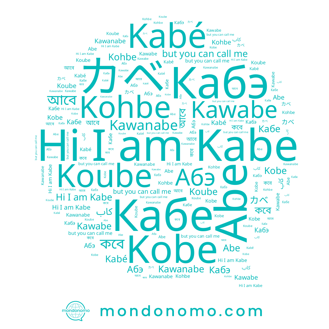 name Kabe, name Kawanabe, name カベ, name Kawabe, name Abe, name কবে, name Кабе, name Кабэ, name আবে, name Абэ, name 미란, name Kohbe, name Kabé, name Kobe