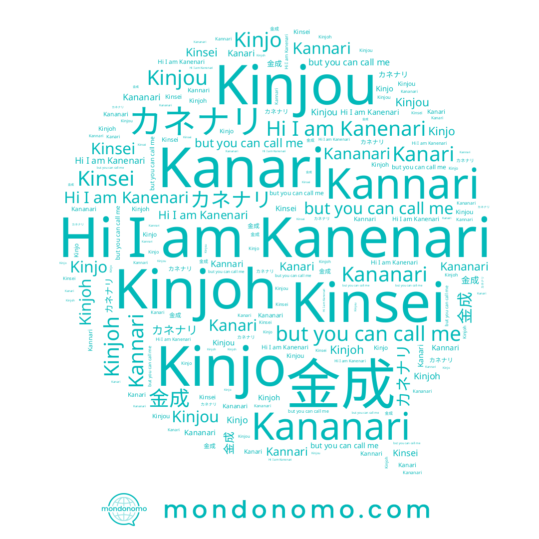 name Kanari, name Kinsei, name Kinjou, name 金成, name カネナリ, name Kinjoh, name Kananari, name Kinjo, name Kanenari, name Kannari