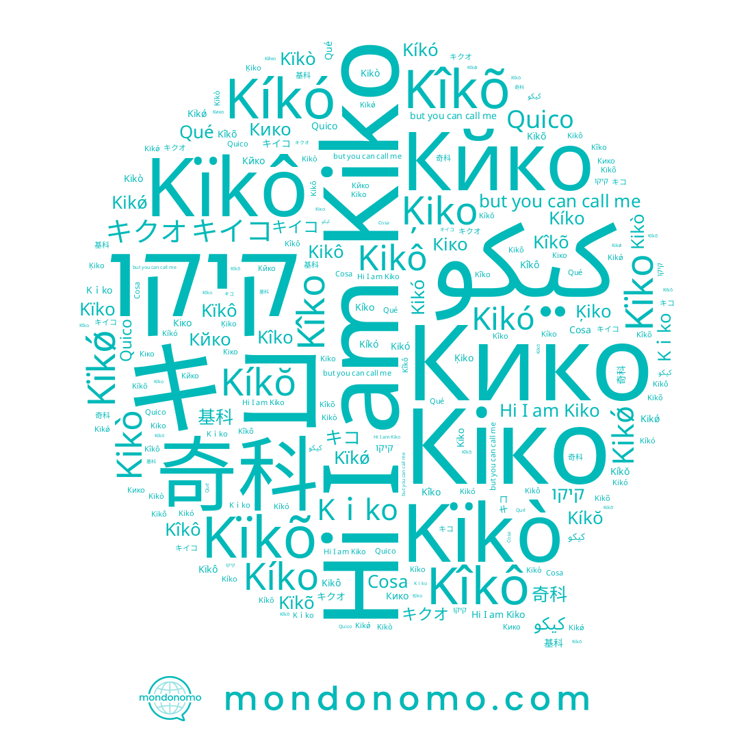 name Кйко, name Kikó, name كيكو, name Ķiko, name Kïkò, name Kíkŏ, name Kîkõ, name קיקו, name Qué, name Кіко, name Kikô, name Kîko, name Kïkô, name Kｉko, name Kiko, name Kíkó, name Kîkô, name Kïkõ, name Kikò, name キクオ, name Kïko, name Quico, name Kikǿ, name キコ, name キイコ, name 基科, name Kíko, name Kïkǿ, name 奇科