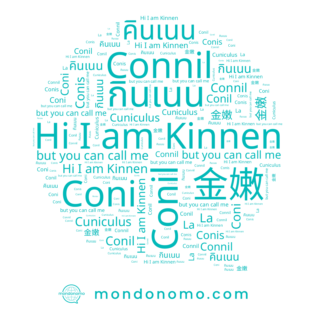 name กินเนน, name Kinnen, name Conis, name คินเนน, name La, name 金嫩, name Conil, name Coni, name Connil
