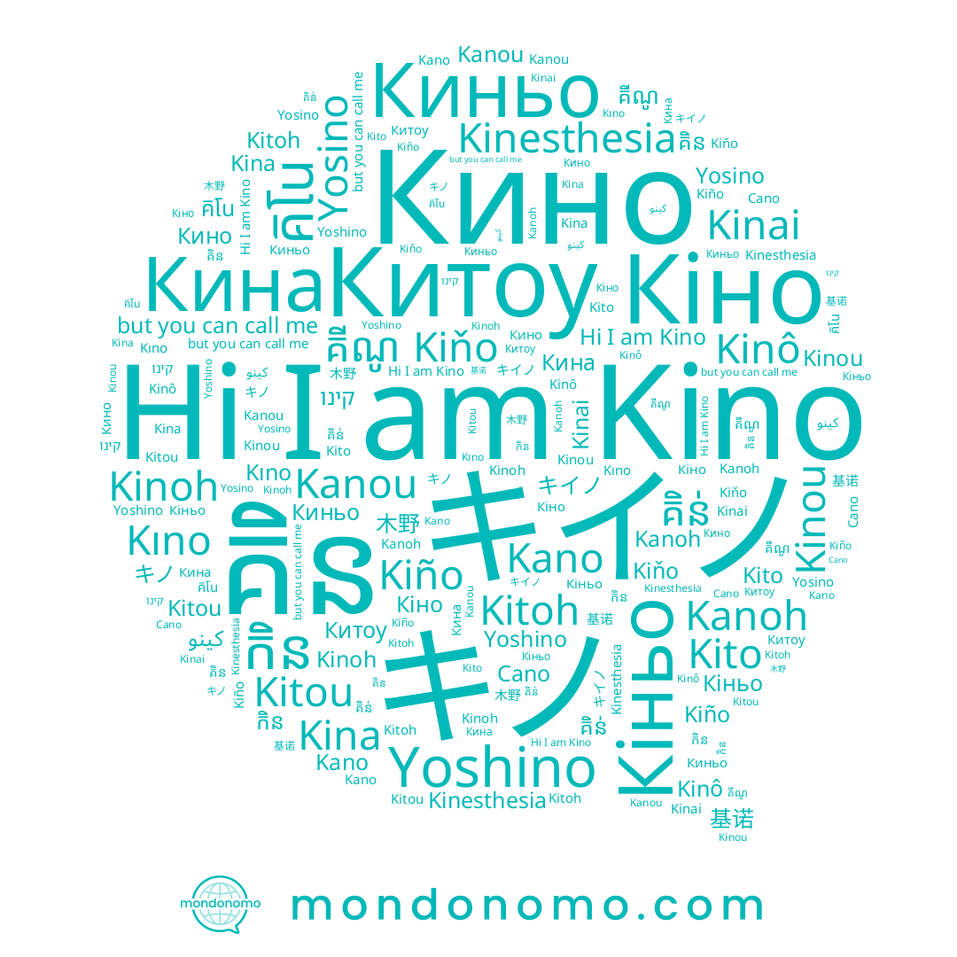 name Кіньо, name Кино, name កិន, name 基诺, name Kitou, name Kinesthesia, name Yoshino, name Kito, name គីណូ, name គិន, name Kino, name キノ, name Kinoh, name Cano, name Kinou, name Китоу, name Kinai, name Киньо, name គិន់, name קינו, name Kiño, name Kanoh, name キイノ, name Kitoh, name Kiňo, name Kano, name คิโน, name Kanou, name Yosino, name 木野, name كينو, name Kıno, name Kinô, name Кина, name Kina