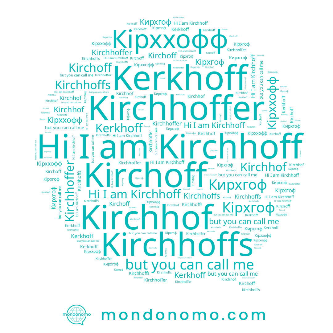 name Кірххофф, name Kirchhof, name Kerkhoff, name Kirchoff, name Kirchhoff, name Kirchhoffs, name Kirchhoffer, name Кірхгоф, name Кирхгоф