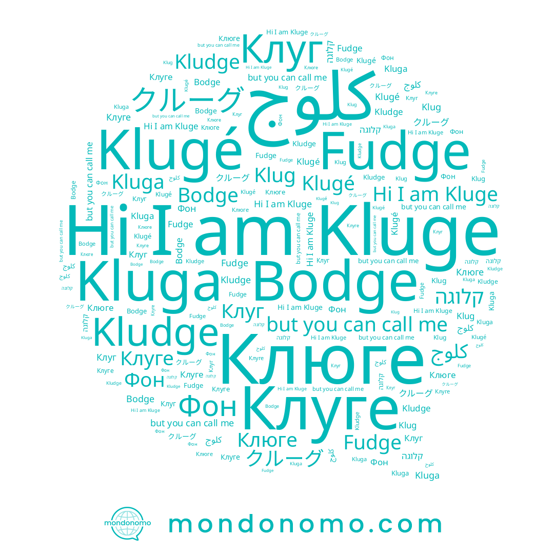 name Klug, name Клуг, name Fudge, name كلوج, name Клюге, name קלוגה, name Клуге, name Bodge, name Kludge, name Фон, name クルーグ, name Kluga, name Kluge, name Klugé