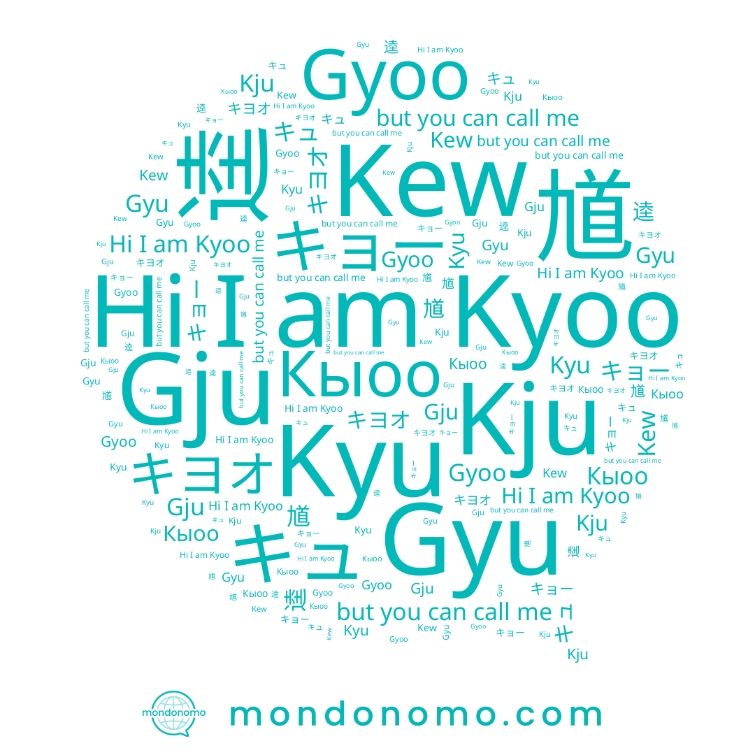 name キョー, name Kyoo, name キヨオ, name キュ, name Gyu, name Gyoo, name 규, name Kyu, name 馗, name 逵, name Кыоо, name Gju, name Kju, name Kew