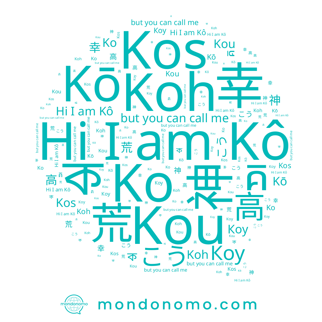 name 荒, name Ko, name ক, name 高, name Kō, name Коу, name Kô, name 神, name គ, name こう, name Koh, name Kos, name 幸