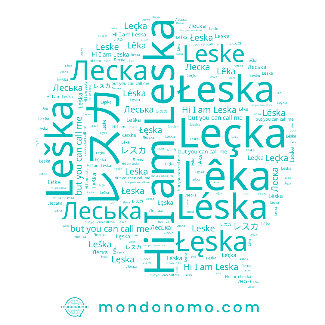 name Łęska, name Леска, name Łeska, name Leška, name Lêka, name Leçka, name Леська, name Leska, name Léska, name Leske