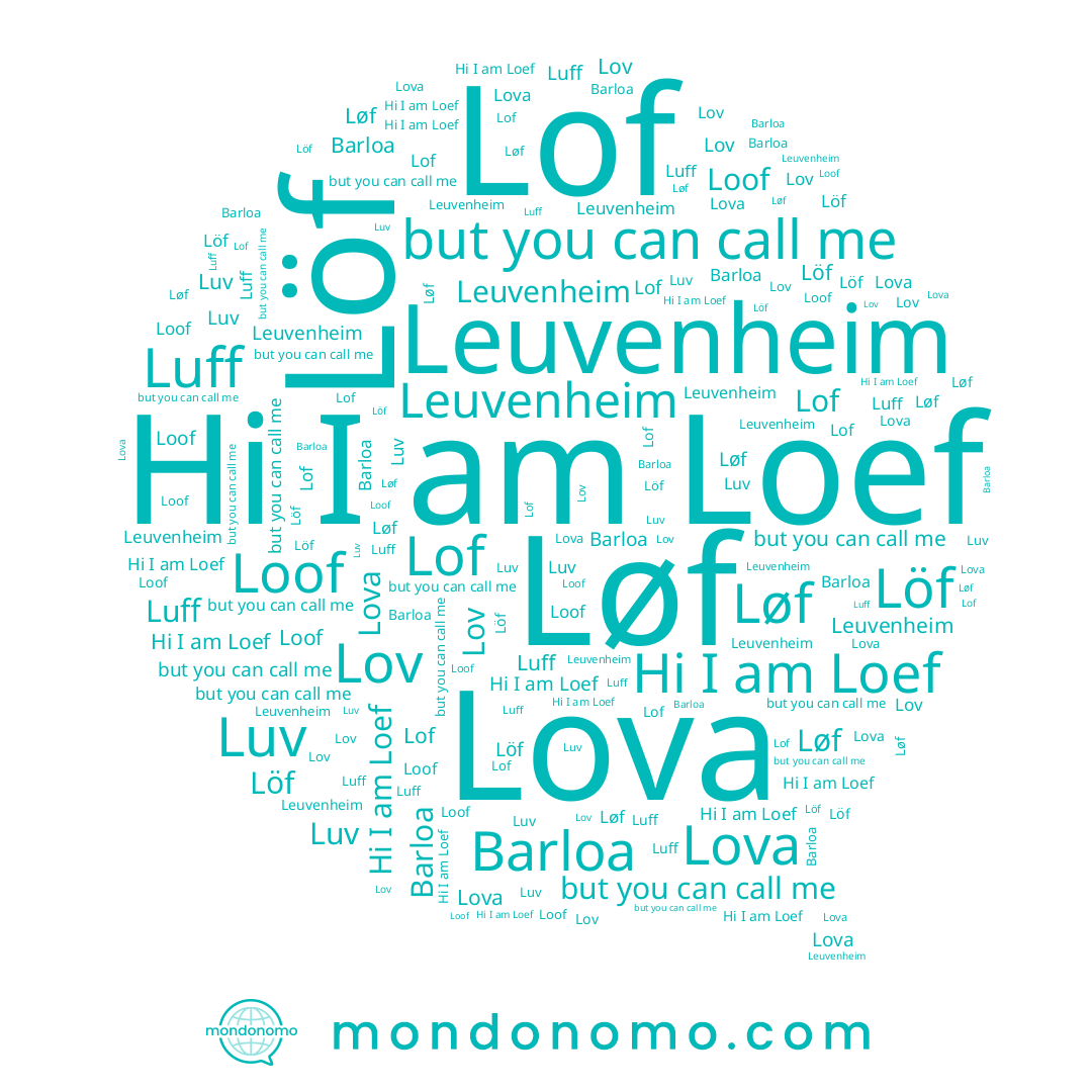 name Leuvenheim, name Lov, name Lova, name Löf, name Lof, name Løf, name Barloa, name Luv, name Luff, name Loof, name Loef