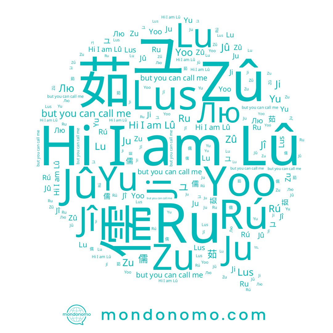 name Ru, name Лю, name Rú, name Yoo, name Lû, name Ju, name Yu, name Zû, name ユ, name Jû, name Zu, name 유, name Lu, name Lus, name 茹, name Jî, name Ji, name 儒