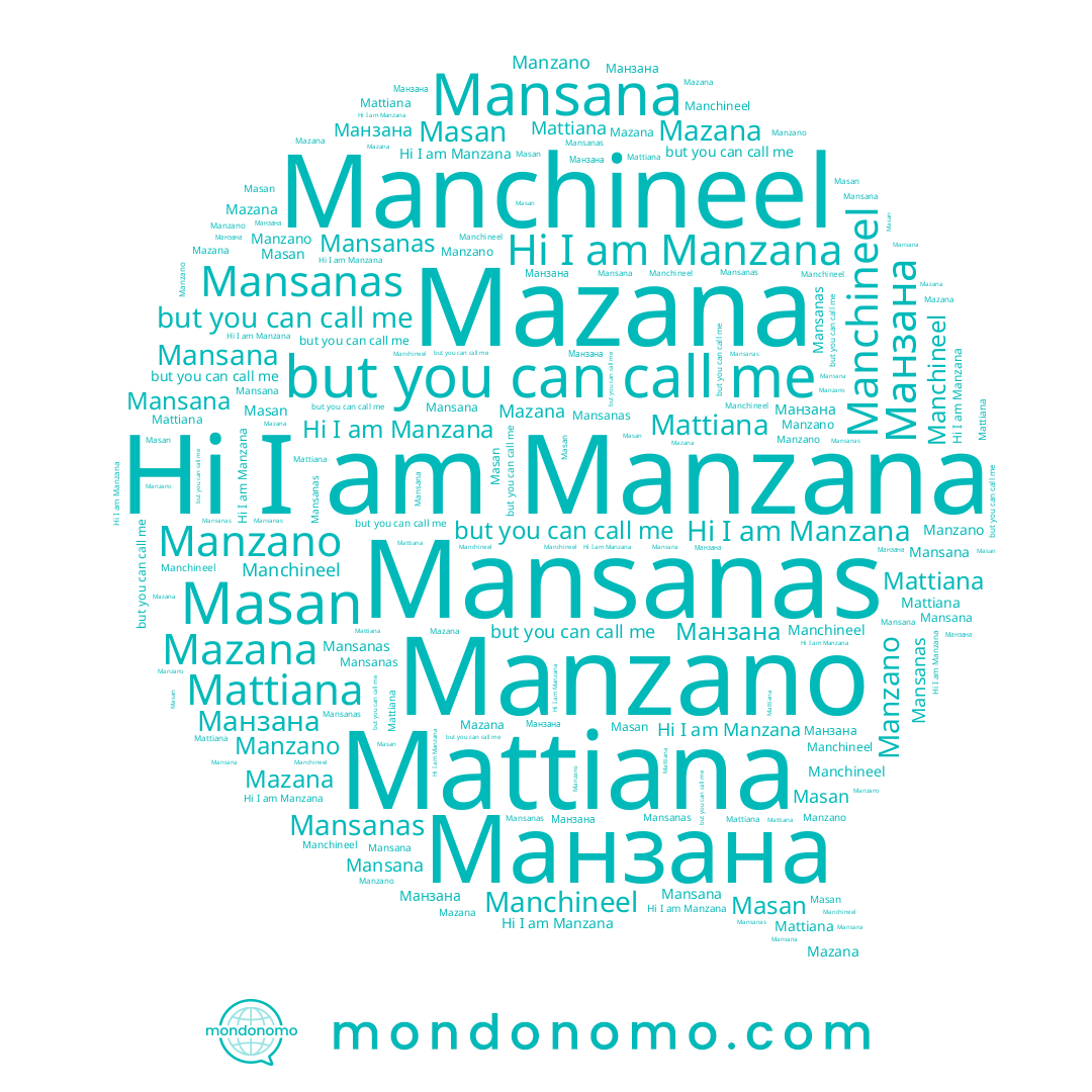 name Manchineel, name Manzano, name Mazana, name Mansana, name Mattiana, name Masan, name Manzana, name Манзана, name Mansanas