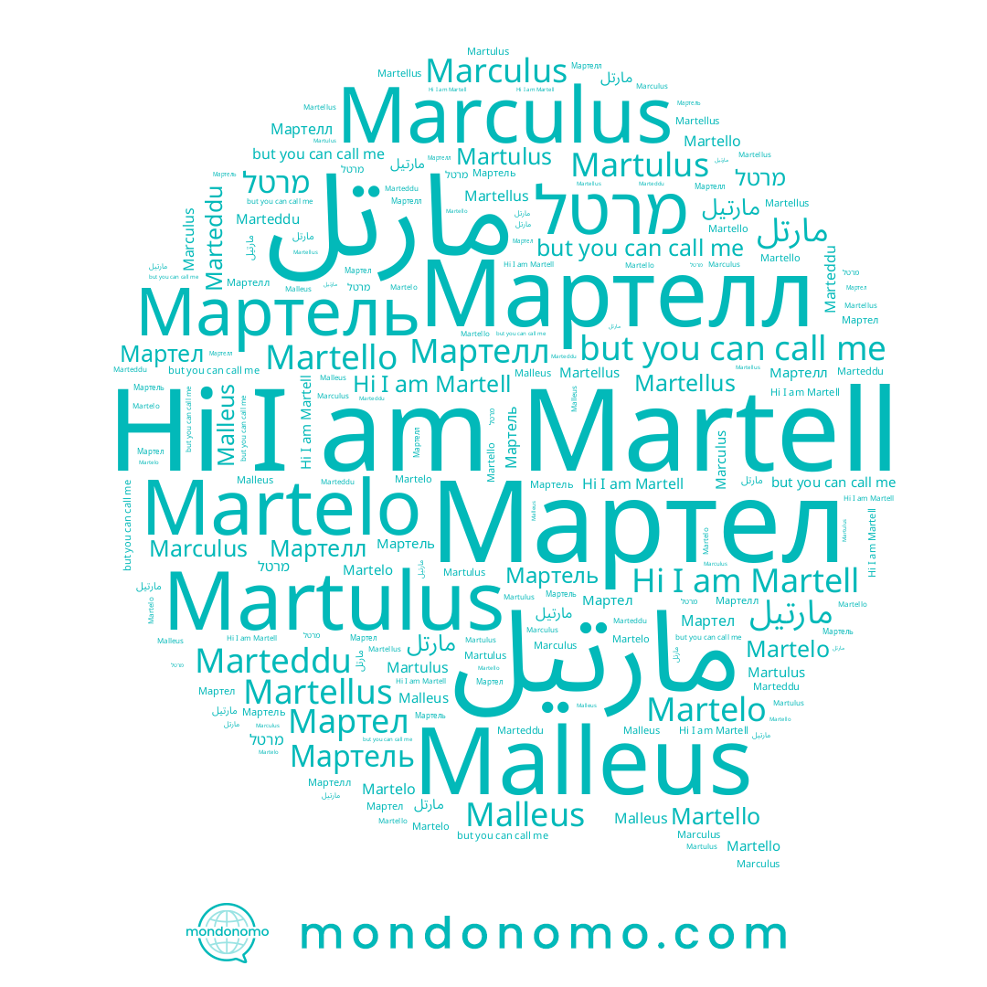 name Мартелл, name مارتيل, name Martello, name Martulus, name Marteddu, name Martell, name Marculus, name Malleus, name Martelo, name Martellus, name Мартел