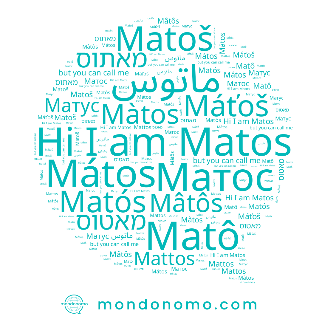 name מאטוס, name Matoš, name Matos, name Máťoš, name Mátos, name Матос, name Mattos, name ماتوس, name Mâtôs, name מאתוס, name Màtos, name Матус, name Matós, name Matô