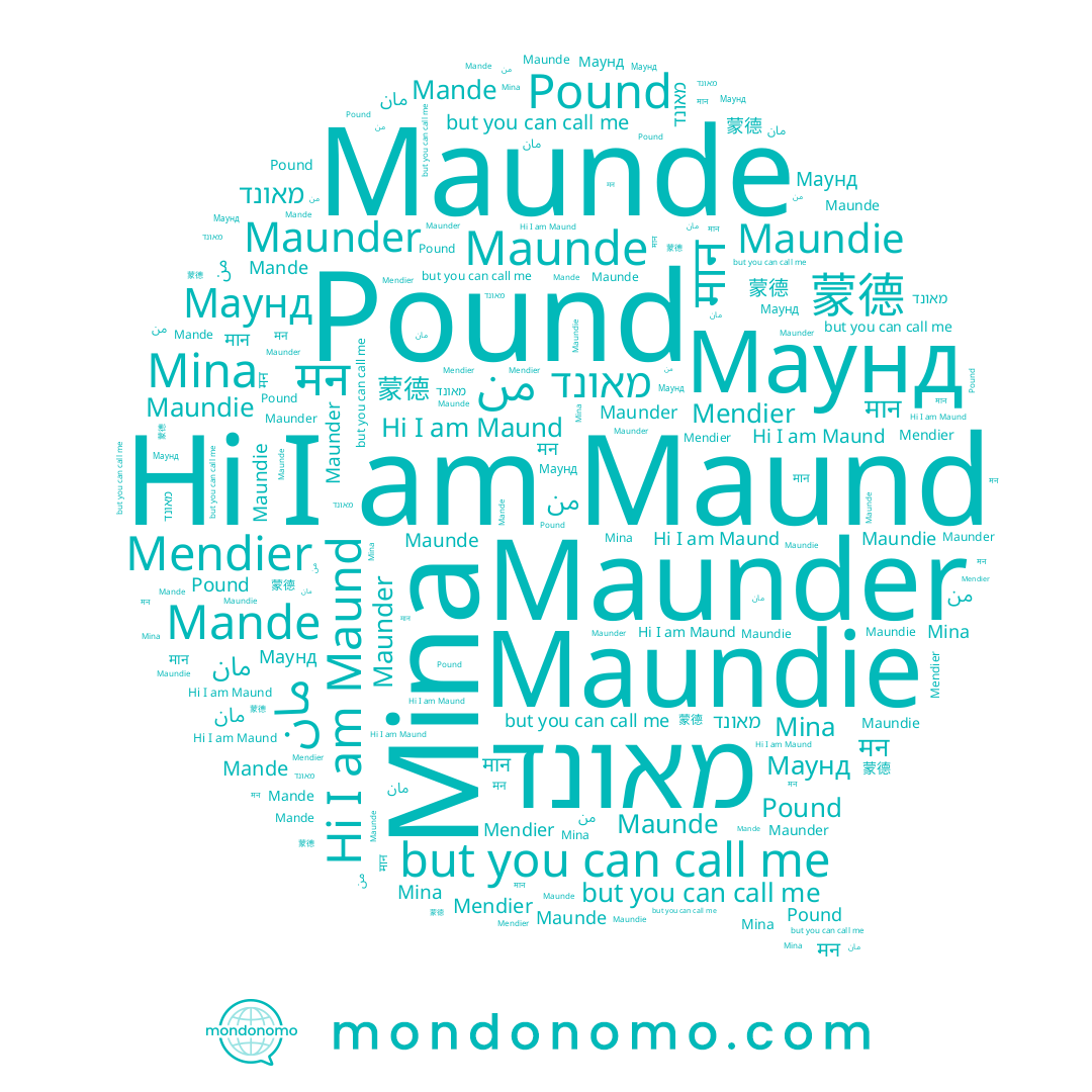 name Mendier, name Maundie, name מאונד, name مان, name मान, name Pound, name Mande, name 蒙德, name Maund, name Maunde, name Mina, name Maunder, name Маунд
