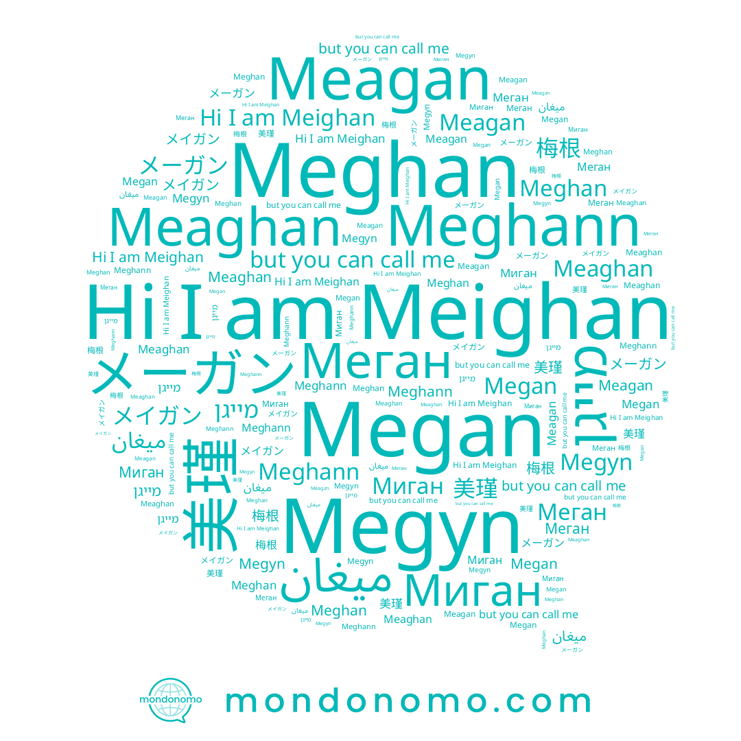 name 梅根, name Meagan, name Meaghan, name Megyn, name Meghann, name Megan, name 美瑾, name Meghan, name ميغان, name メーガン, name Meighan, name Меган, name מייגן