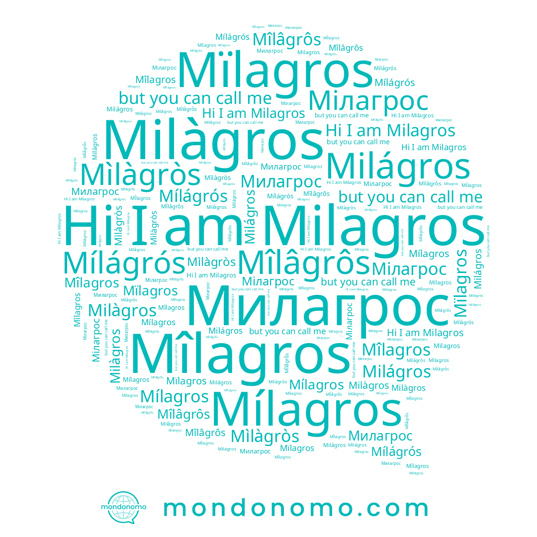 name Mîlagros, name Milagros, name Мілагрос, name Mílagros, name Mílágrós, name Milágros, name Milàgros, name Милагрос, name Mîlâgrôs, name Mìlàgròs, name Mïlagros