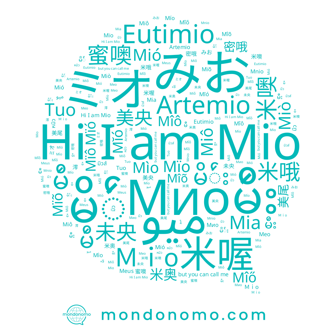 name Miô, name Mïô, name Ｍｉo, name Mîô, name မိဴး, name 米奥, name Mió, name Meo, name Mïõ, name Mïó, name Mia, name Mnio, name มีว, name 米噢, name Meus, name 米喔, name 美央, name 未央, name မိ်ဴး, name Miò, name มิว, name 美尾, name Artemio, name မိဴ, name หมิว, name 澪, name Mîõ, name Mio, name မ်ိဴး, name မ်ိဴ, name Mîő, name Mío, name 密哦, name Мио, name Mìo, name มิวส์, name 米哦, name 蜜噢, name ミオ, name ميو, name Eutimio, name Mĭó, name မိ်ဴ, name Mïo