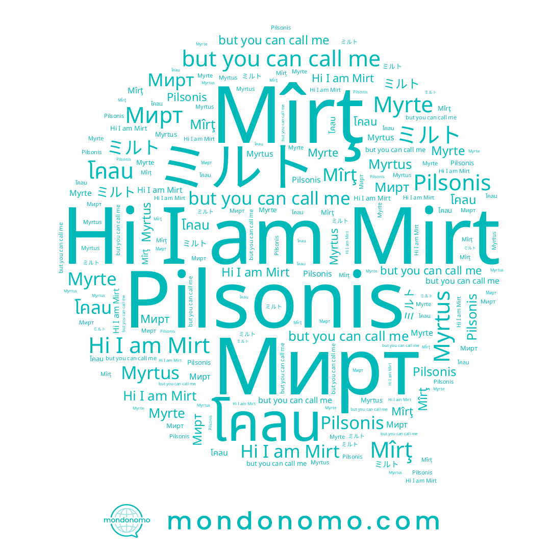 name Myrte, name Mîrţ, name ミルト, name Pilsonis, name โคลน, name Mirt