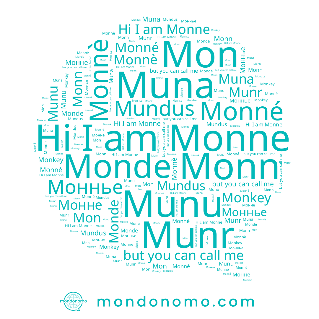name Монне, name Munr, name Mon, name Monne, name Monn, name Monnè, name Muna, name Munu, name Monde, name Моннье, name Mundus, name Monné