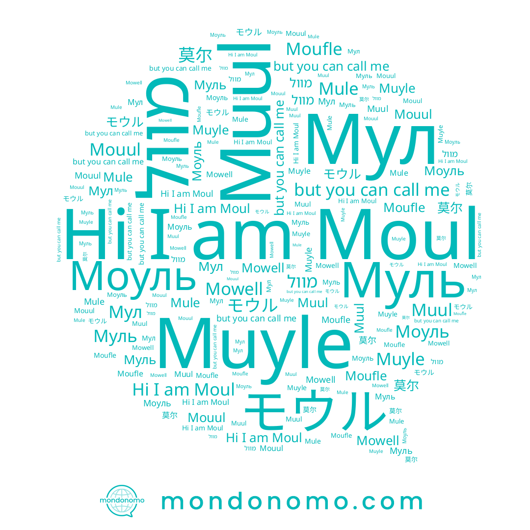 name Moufle, name Муль, name מוול, name Mule, name Моуль, name Muul, name Мул, name モウル, name Moul, name 莫尔, name Muyle, name Mowell