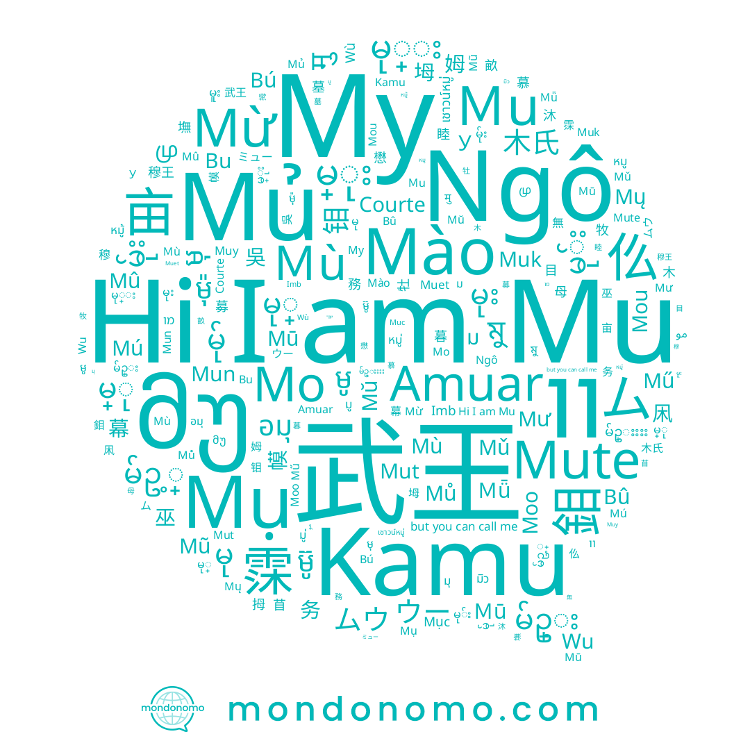 name หมู, name Mů, name Mū, name Muy, name Mû, name Mu, name Muet, name Mụ, name Mú, name Mũ, name Mű, name มู, name Bu, name Mục, name Muk, name Mų, name Му, name מו, name মু, name มู่, name Mừ, name Mǔ, name ม, name Amuar, name 武王, name Wù, name மு, name Bú, name Mo, name मु, name Mào, name Courte, name Mun, name Ngô, name หมู่, name เชาวน์หมู่, name มุ, name Moo, name Mủ, name Mư, name У, name Mut, name Mute, name Mŭ, name มิว, name مو, name Wu, name Bû, name Kamu, name หมู้, name Mù, name וו, name อมุ, name Mou