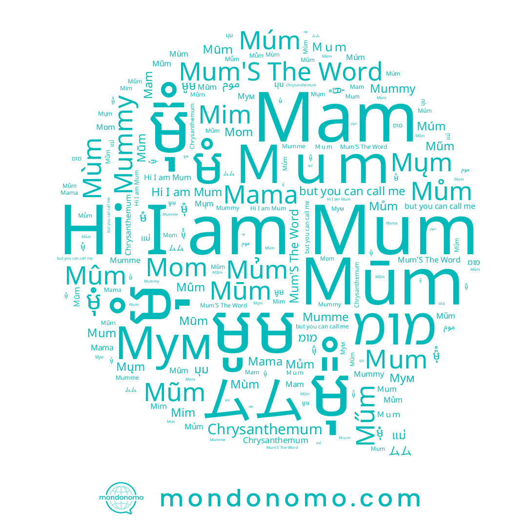 name Mủm, name Ｍｕｍ, name موم, name Mum, name Mumme, name Mama, name מומ, name Mom, name Mūm, name Mũm, name มุม, name Ｍūｍ, name Mummy, name Mùm, name Ｍum, name Mim, name មុំ់, name Mum'S The Word, name Мум, name Múm, name Mųm, name មំ, name មុំ, name Mam, name Mûm, name ម៊ុំ, name មូម, name Mům, name ម៉ុំ, name ムム, name Műm