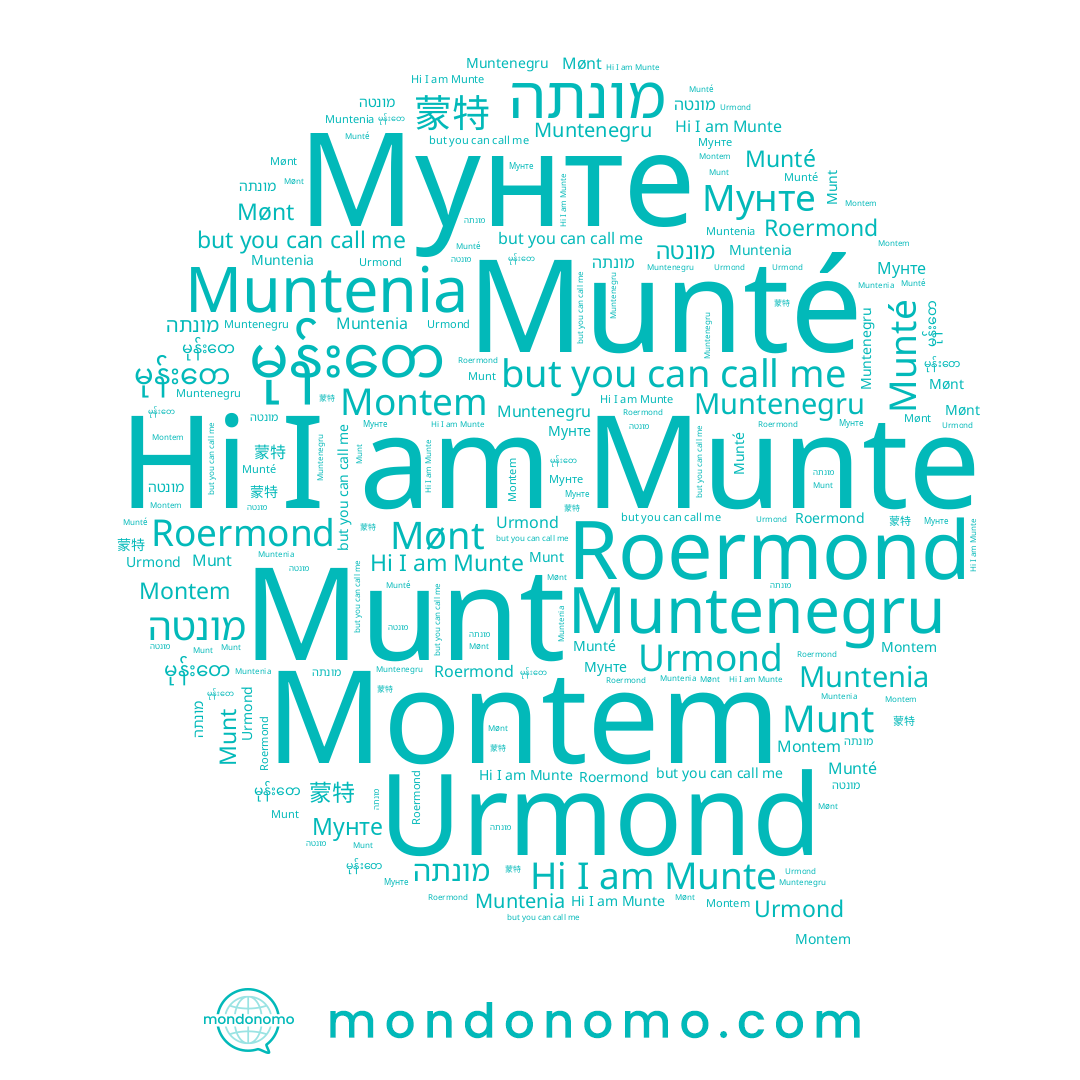 name Мунте, name Muntenegru, name מונטה, name Munte, name မုန်းတေ, name Munt, name 蒙特, name Munté