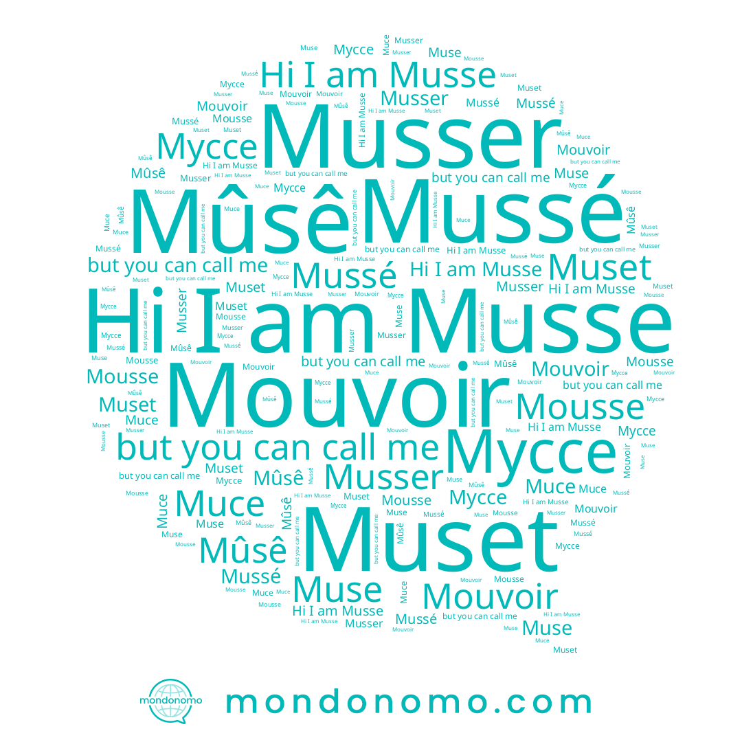 name Муссе, name Mûsê, name Musser, name Muse, name Mussé, name Muset, name Musse, name Mousse, name Mouvoir, name Muce