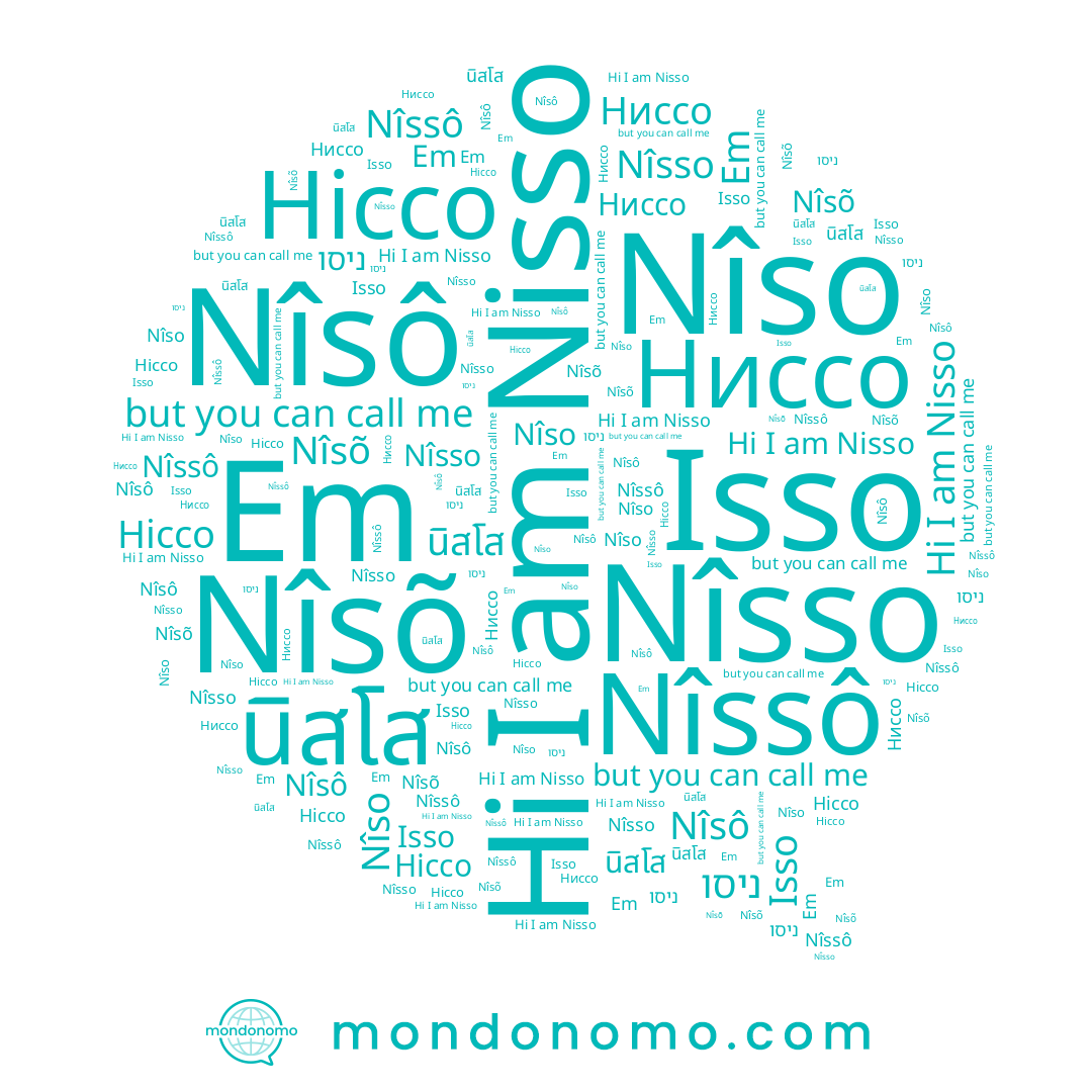 name Ніссо, name นิสโส, name Isso, name Nîsô, name Nîsõ, name Nisso, name Nîsso, name Nîso, name Nîssô, name Ниссо, name ניסו, name Em