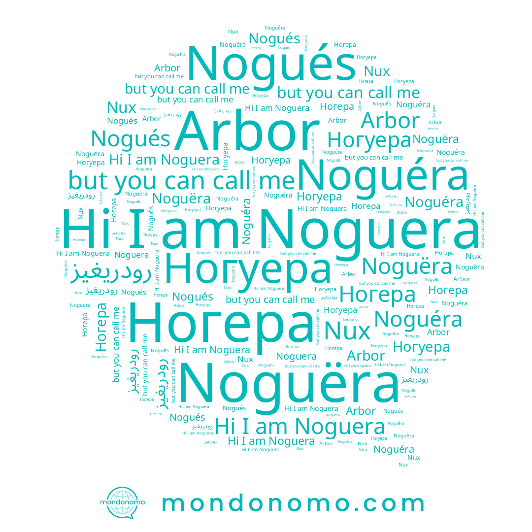 name Ногера, name Nux, name Noguéra, name Arbor, name Ногуера, name رودريغيز, name Nogués, name Noguëra, name Noguera